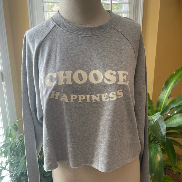 NWT! Spiritual Gangster Choose Happiness cropped sweatshirt, Size XS - Picture 1 of 4